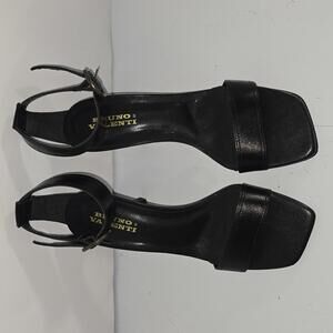 0275 Bruno Valenti Black Leather Womens High Heels Size 8M